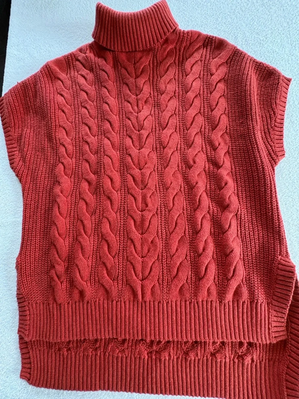 Pact burnt orange cable knit poncho sweater oversized XS/S